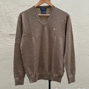 Polo Ralph Lauren V-neck logo embroidered wool sweater